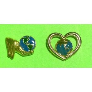 2 EARTH Day  Love Mother Earth, Environmental ,type lapel Pins,1 signed AVON pin
